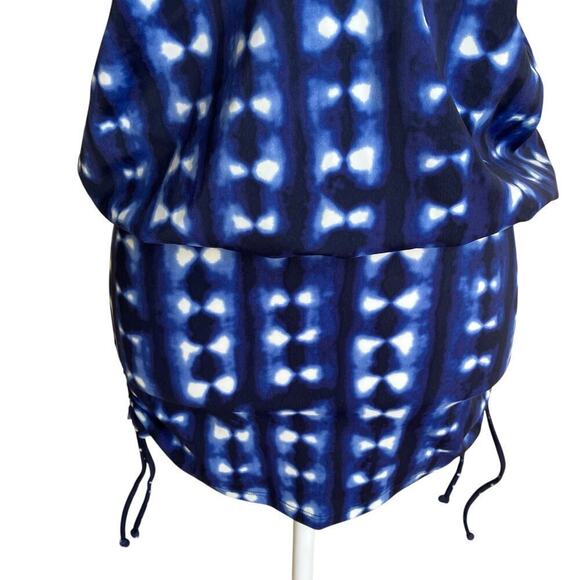 Athleta 32D/DD Mashiko Side Scrunch Blouson Tankini or Swim Dress Tie Dye Bue - Picture 4 of 16